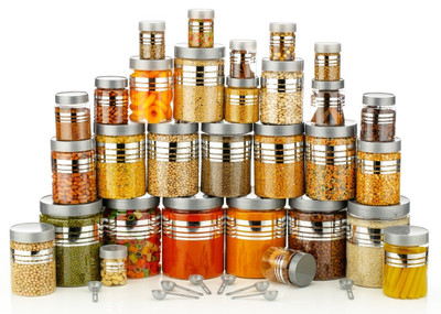RK EMPIRE Plastic Grocery Container - 1200 ml, 650 ml, 350 ml, 250 ml(Pack of 24, Grey)