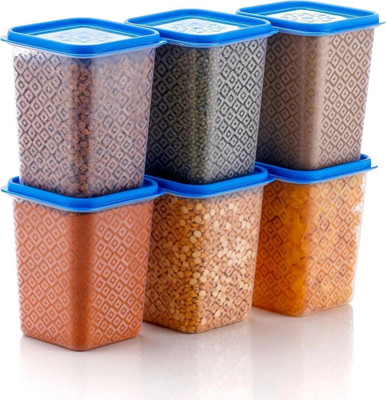 HELOVIA Plastic Grocery Container  - 1100 ml(Pack of 6, Blue)