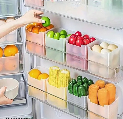 PAYABLE Plastic Fridge Container  - 1000 ml(Pack of 8, Clear)