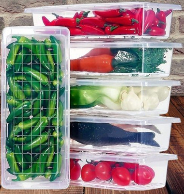 COZYBUYER Plastic Fridge Container  - 1500 ml(Pack of 6, White)