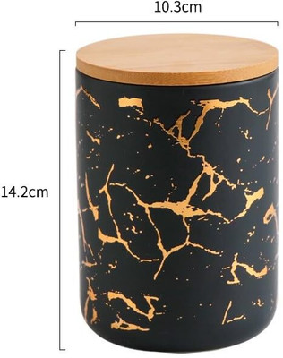 The Better Home Ceramic Tea Coffee & Sugar Container  - 800 ml(Black)