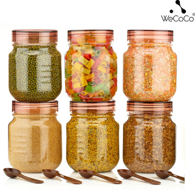 WeCoCo Plastic, Polypropylene Grocery Container  - 750 ml(Pack of 6, Brown)