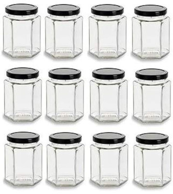 TINSUHG Glass Honey Jar  - 250 ml(Pack of 12, Clear)