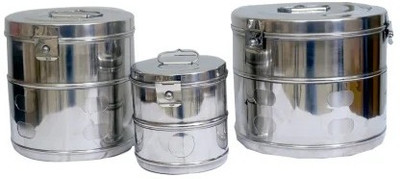 hospiclub Stainless Steel Utility Container  - 6 L(Pack of 3, Silver)