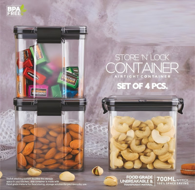 busaji enterprise Plastic Grocery Container  - 700 ml(Pack of 4, Clear)