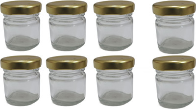 Groovy Glow Glass Utility Container  - 50 ml(Pack of 8, Clear)