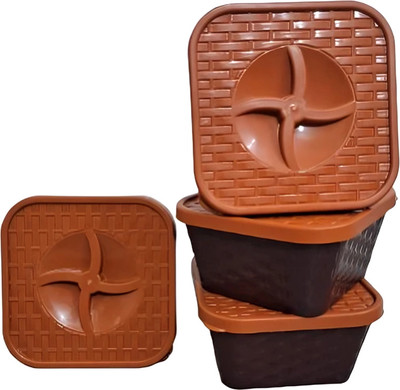WELoves Polypropylene Fridge Container  - 500 ml(Pack of 3, Brown, Orange)