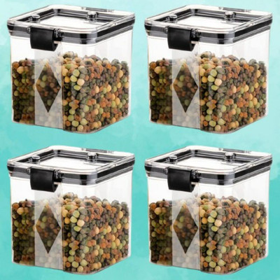ADMONITION Plastic Bread Container  - 700 ml(Pack of 4, Black, White)
