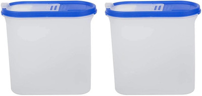 Cutting EDGE Plastic Grocery Container  - 1800 ml(Pack of 2, Blue, Clear)