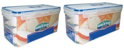 Nabhya Plastic Bread Container  - 6070 ml(Pack of 2, Clear)