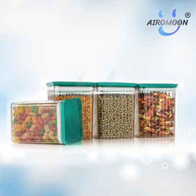 AIROMOON Plastic Grocery Container  - 1100 ml(Pack of 4, Green)