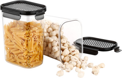 CHHOTI TOKRI Plastic Grocery Container  - 1600 ml(Pack of 2, Transparent, Black)