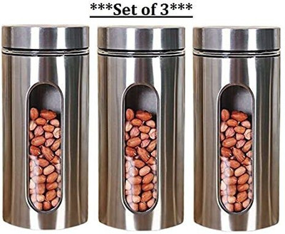 NAVPATH Steel, Glass Utility Container  - 900 ml(Pack of 3, Clear)
