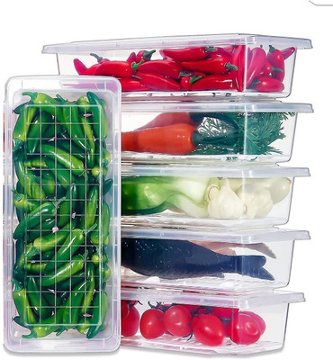busaji enterprise Plastic Fridge Container  - 1500 ml(Pack of 5, White)