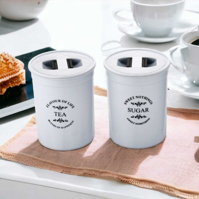 CHOPEX Plastic Tea Coffee & Sugar Container  - 900 ml(Pack of 2, Grey)