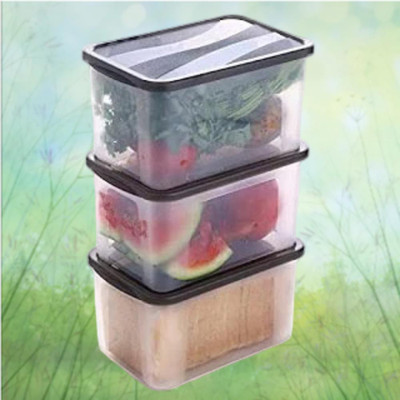 ADMONITION Plastic Bread Container  - 2000 ml(Pack of 3, Black, White)