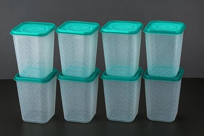 Harmonyinc Plastic Grocery Container  - 1000 ml(Pack of 8, Green)