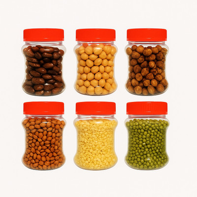 flexibin Plastic Grocery Container  - 250 g(Pack of 6, Transparent)