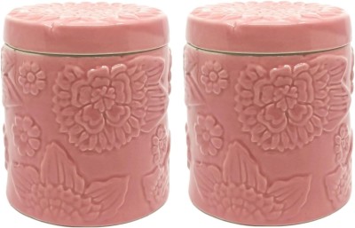 GleamSun Ceramic Pickle Jar  - 1000 ml(Pack of 2, Pink)