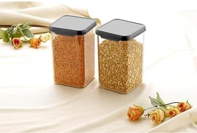 Trendy Creation Hub Plastic Grocery Container  - 1100 ml(Pack of 2, Black)