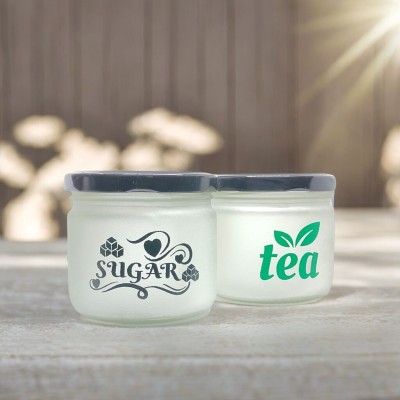 Artifice Glass Tea Coffee & Sugar Container  - 350 ml(Pack of 2, Black, Green, White)