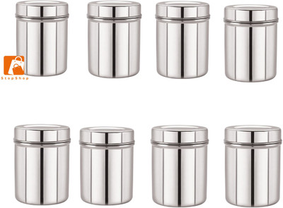 StopShop Stainless Steel Utility Container  - 5000 ml(Pack of 8, Grey)
