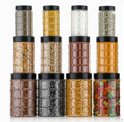 Amarenterprice Plastic Cookie Jar  - 1200 ml, 650 ml, 350 ml(Pack of 12, Black)
