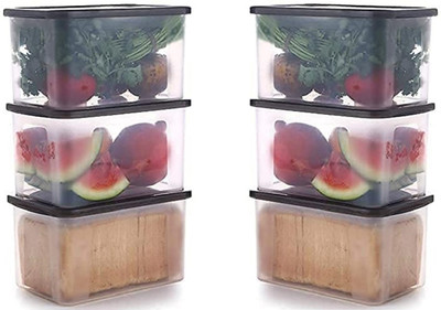 KDZONE Plastic Grocery Container  - 2000 ml(Pack of 6, Clear)