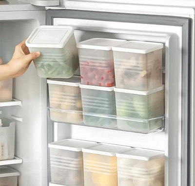 Ezreal Plastic Fridge Container  - 1000 ml(Pack of 6, White, Transparent)