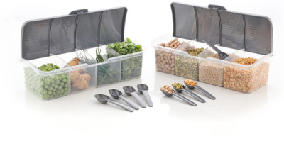 hitu Plastic Fridge Container  - 1750 ml(Pack of 2, Grey)