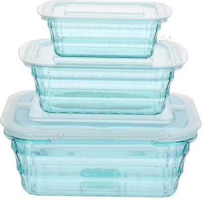 Ladila Plastic Grocery Container  - 1300 ml, 730 ml, 330 ml(Pack of 3, Multicolor)