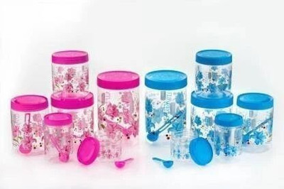 PEYTON Plastic Grocery Container  - 2000 ml, 1000 ml, 500 ml(Pack of 12, Pink, Blue)