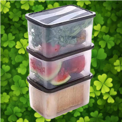 ADMONITION Plastic Bread Container  - 2000 ml(Pack of 3, Black, White)
