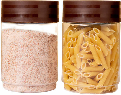 Pearlpet Plastic Grocery Container  - 1100 ml(Pack of 2, Brown)