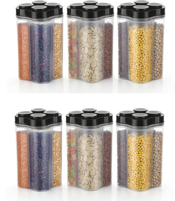 ALKAR Plastic Utility Container  - 2500 ml(Pack of 6, Black, Clear)