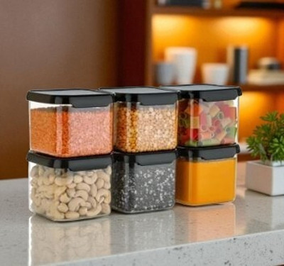 ALKAR Plastic Fridge Container  - 500 ml(Pack of 6, Black)