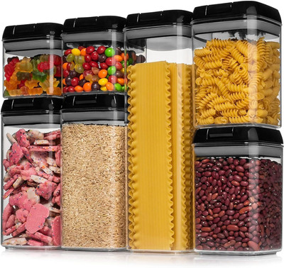 TEX-RO Polypropylene Grocery Container  - 1700 ml(Pack of 6, Black)