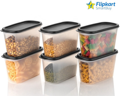 Flipkart SmartBuy Plastic Grocery Container  - 1200 ml(Pack of 6, Black)
