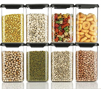 Global Cloud Plastic Grocery Container  - 1100 ml(Pack of 6, Black)