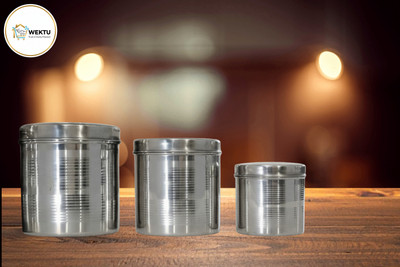 WEKTU Stainless Steel Grocery Container  - 1000 ml(Pack of 3, Silver)
