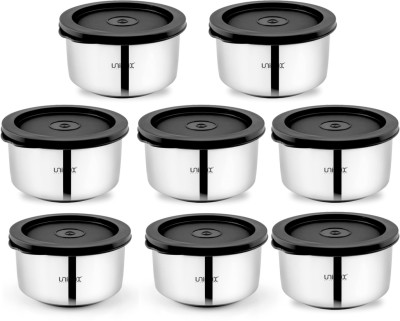 UNINOX Stainless Steel Utility Container  - 250 ml(Pack of 8, Black)