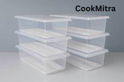 CookMitra Plastic Fridge Container  - 1500 ml(Pack of 6, White)