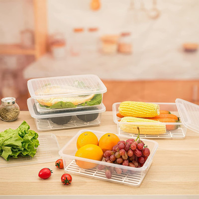 Bluejack Plastic Fridge Container  - 1000 ml(Pack of 6, White)