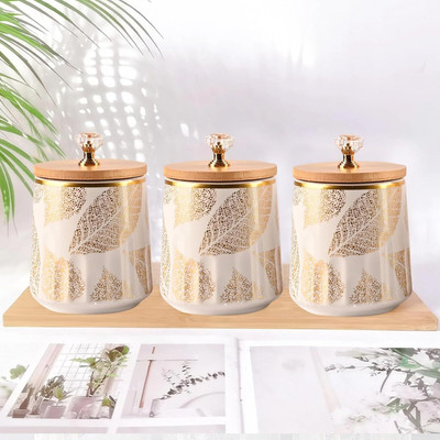 KUBER INDUSTRIES Ceramic Pickle Jar  - 280 ml(Pack of 3, White)