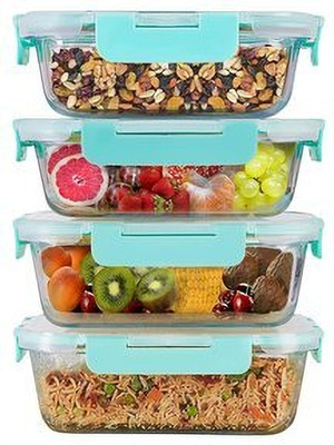 Cutting EDGE Essentials Glass Utility Container  - 370 ml(Pack of 4, Clear)