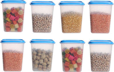 Loknath Plastic Grocery Container  - 1000 ml(Pack of 8, Blue)