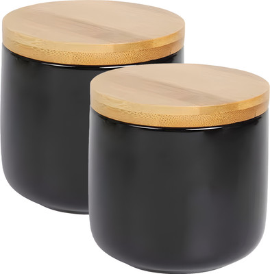 The Better Home Ceramic Grocery Container  - 260 ml(Pack of 2, Black)