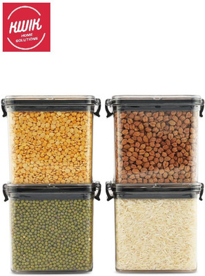 ADMONITION Plastic Grocery Container  - 700 ml(Pack of 4, Black)
