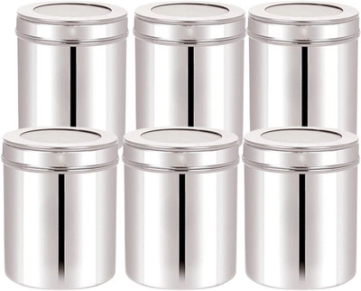 VISAXMI Stainless Steel Utility Container  - 1000 ml(Pack of 6, Silver)
