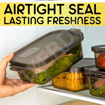 Balaji Enterprise Plastic Fridge Container  - 600 ml(Pack of 3, Black)